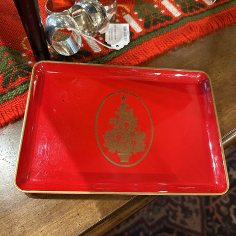 Vintage red Christmas Tray