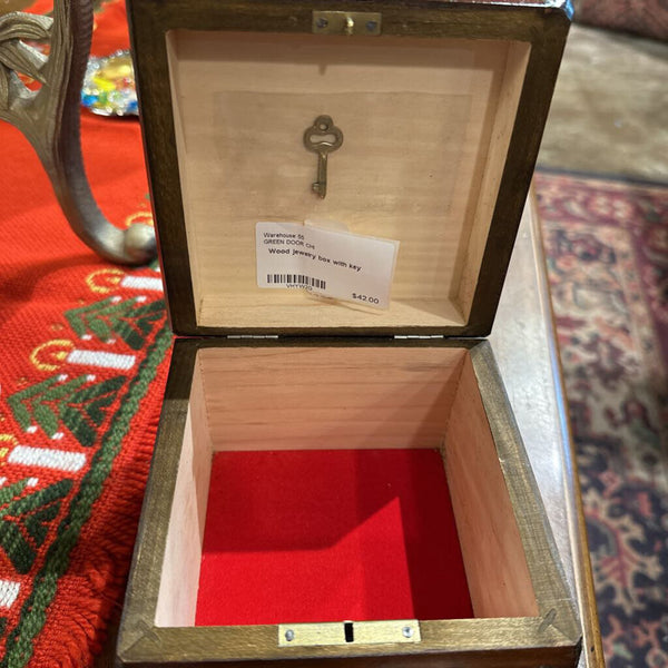 Wood jewelry box with key