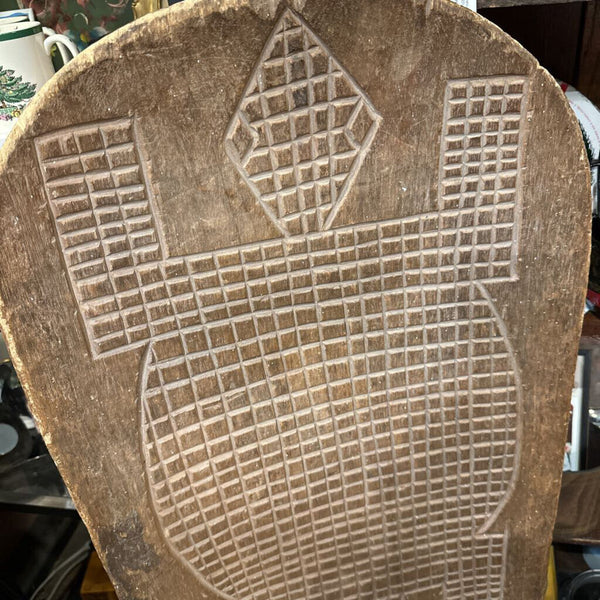 Wood carved African chair back 17x44