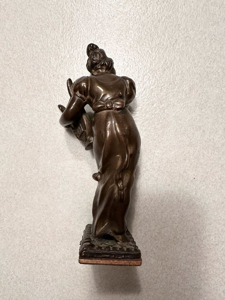 Bronze lady with harp 6.25in