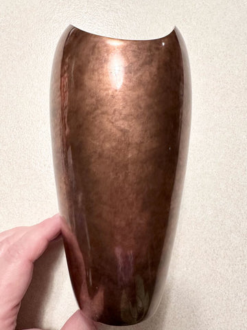 Nambe 7.5 inch solid copper vase designed by Lou Henry