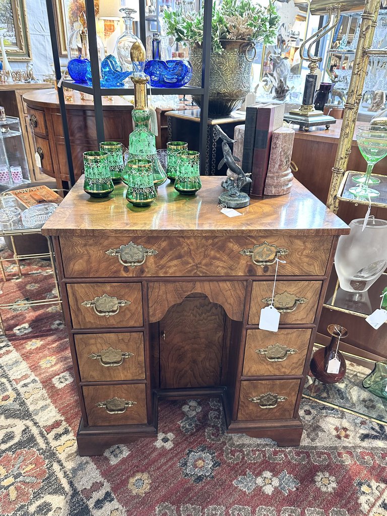 Vintage Baker Burlwood diminutive knee hole desk 28 x 25 x 16 pick up only. FIRM