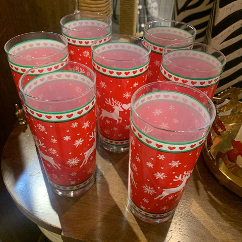 Set of 7 Vintage Xmas Tumblers