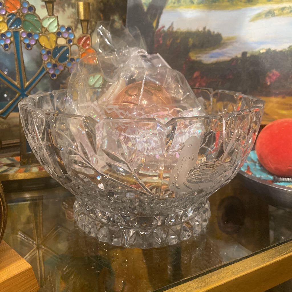 Etched Crystal Bird Bowl