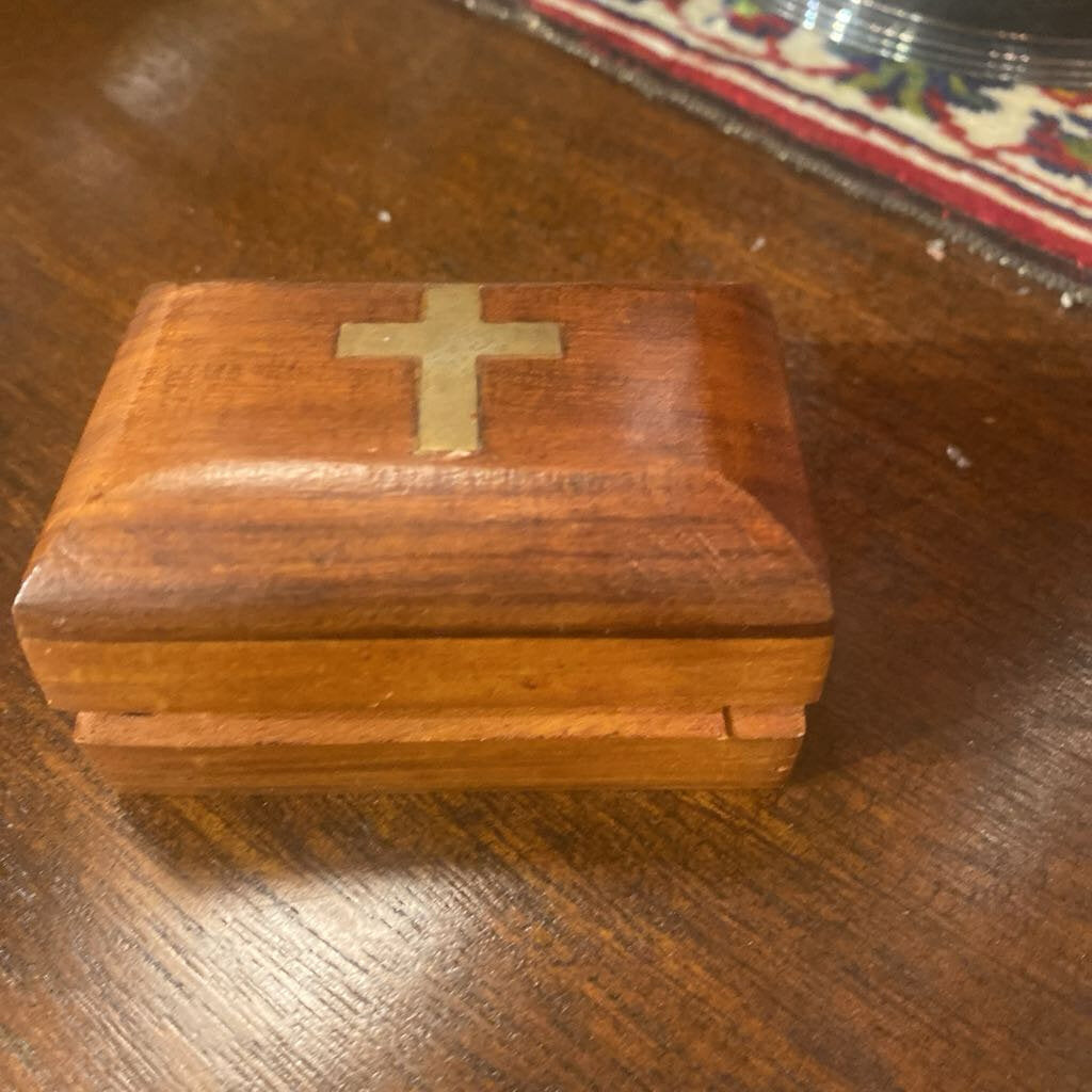 Tiny Wood Box with brass cross