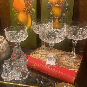 Set of 4 Cut Crystal Champagne Glasses