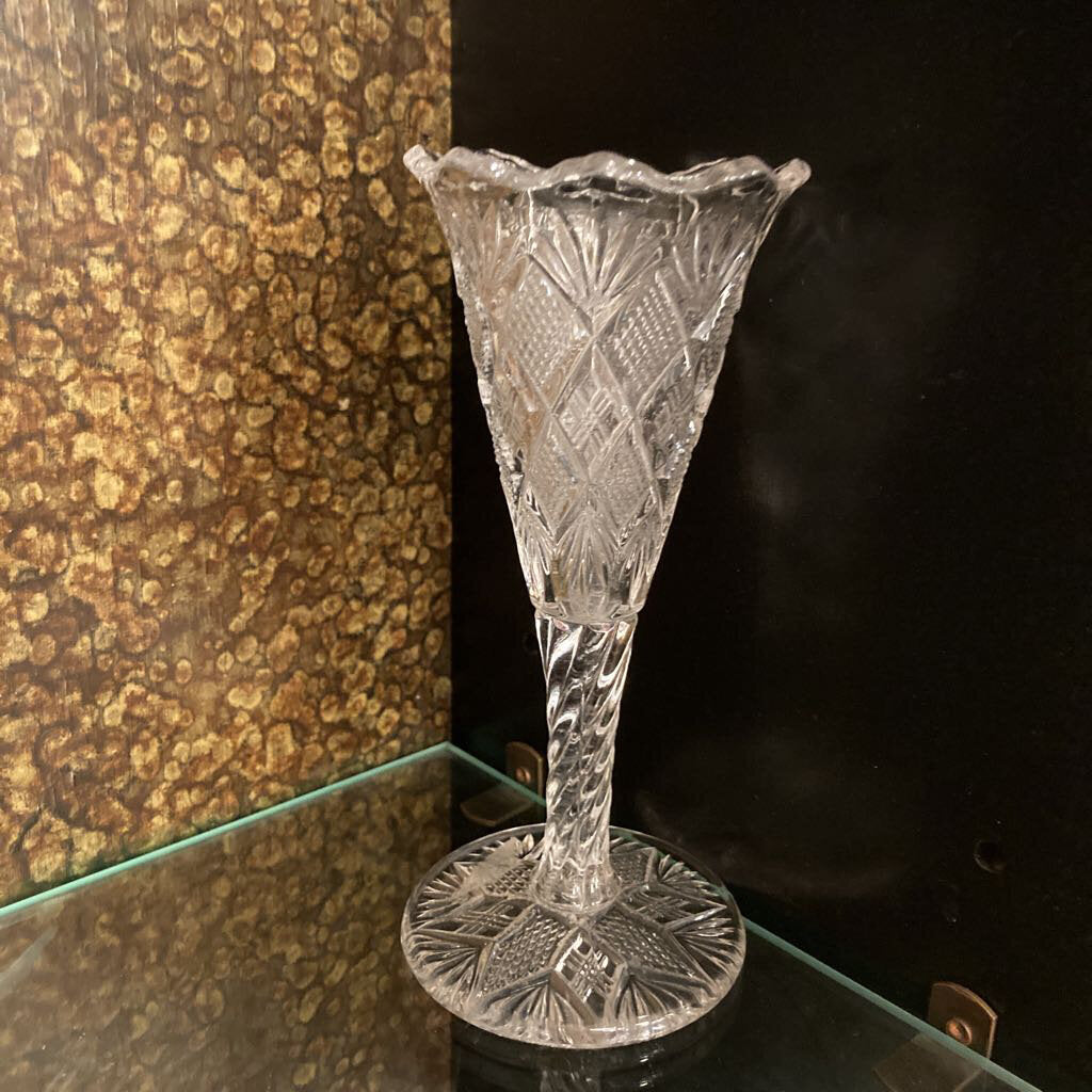 Antique pressed glass vase (8.5 h x 2.5 w)