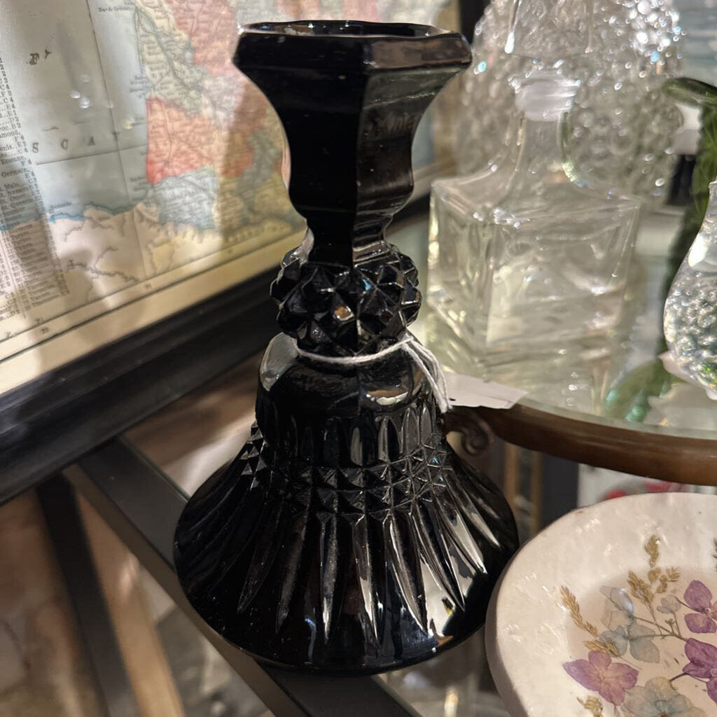 Black glass candlestick