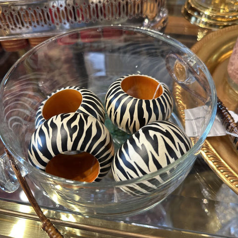 Set of 4 zebra napkin rings