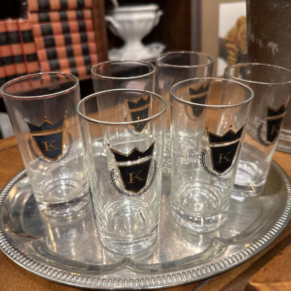 set of 6 K monogram glasses