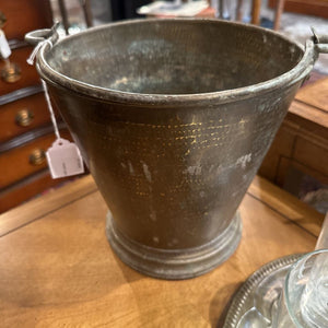 Brass ice bucket pail with patina 9x9