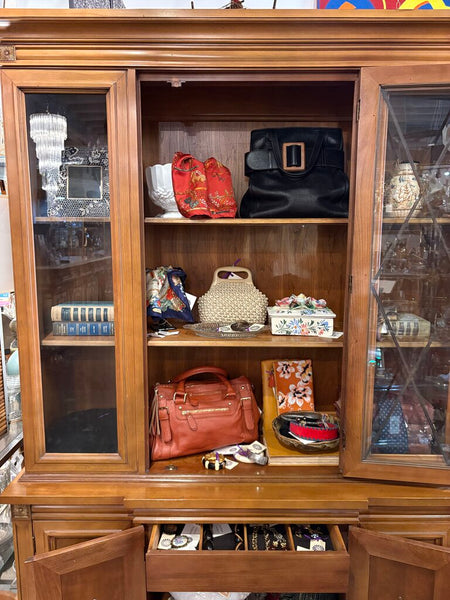 VINTAGE THOMASVILLE CABINET WITH LINED DRAWER FOR FLATWARE AND STORAGE BELOW | 51.5"W X 75"H X 14"D
