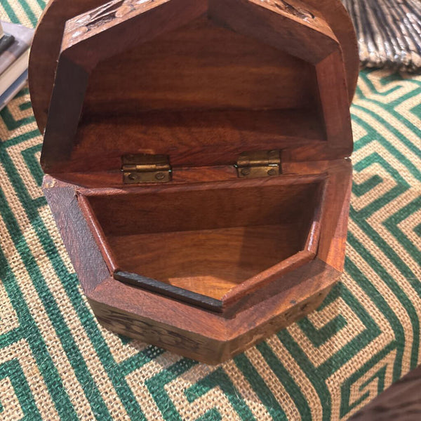 Brown Carved Trinket Box