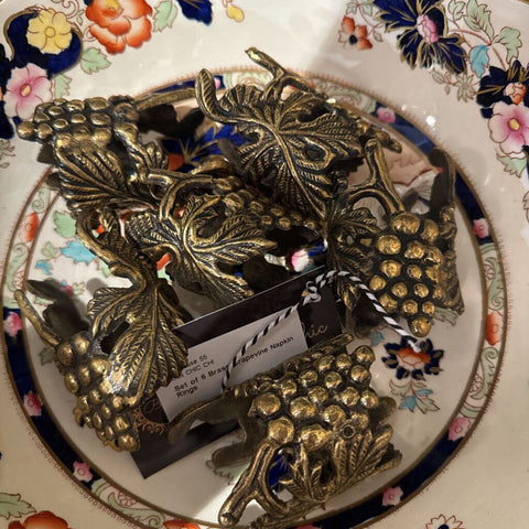 Set of 6 Brass Grapevine Napkin Rings