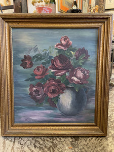 19th century oil painting of roses 30x26