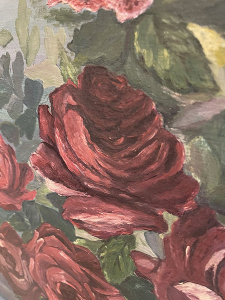 19th century oil painting of roses 30x26