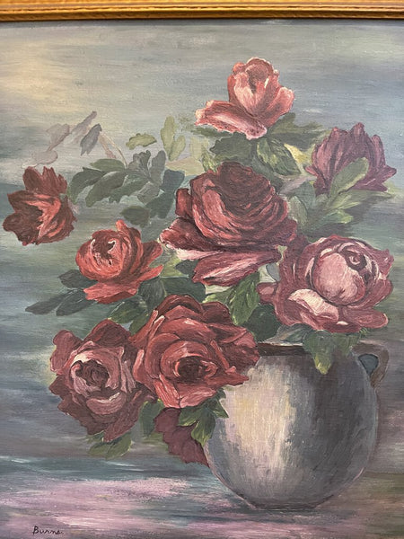 19th century oil painting of roses 30x26