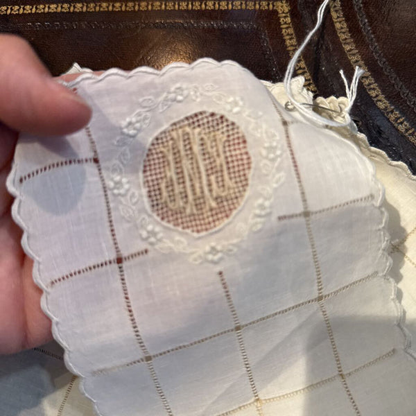 Set 8 vintage cocktail napkins monogrammed ECM
