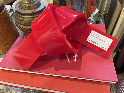 Glossy red lucite 10 inch love knot