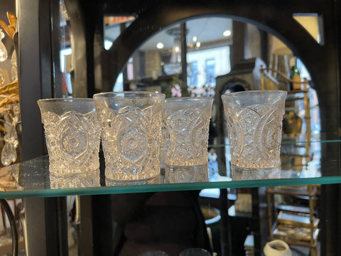 Set 4 vintage cut glass shotglasses