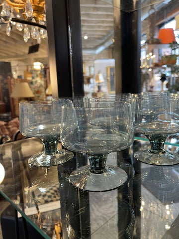 Set 5 blue lowball cordial barware