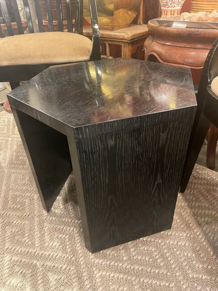 Black cerused oak hexagonal side table