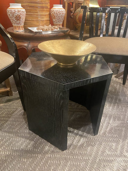 Black cerused oak hexagonal side table
