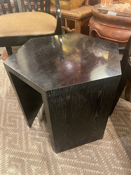 Black cerused oak hexagonal side table