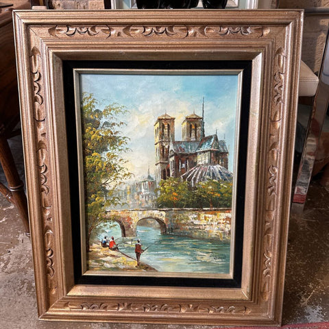 MCM European 20x24 signed oil painting in nice frame