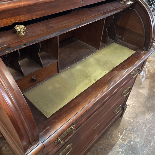 VICTORIAN CYLINDER ROLL TOP SECERETARY 39W 22D 85T IN STORE PICK UP ONLY