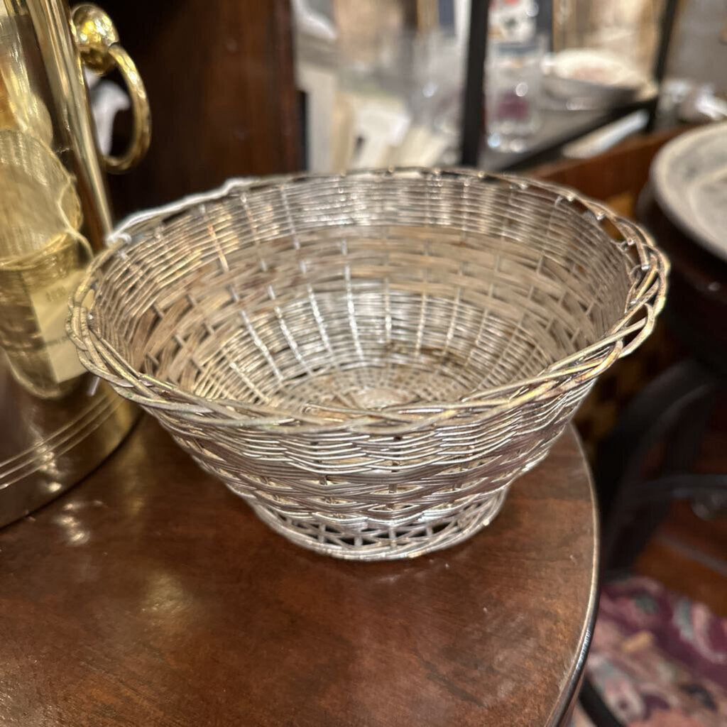 Little silver woven basket bowl