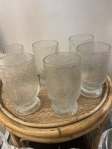 Set of 6 vintage Finlandia Jeannette glass tree bark hlasses