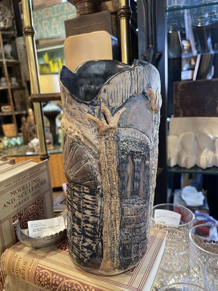 Abstract pottery vase 10x4 as found