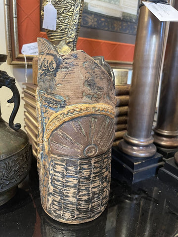 Abstract pottery vase 10x4 as found