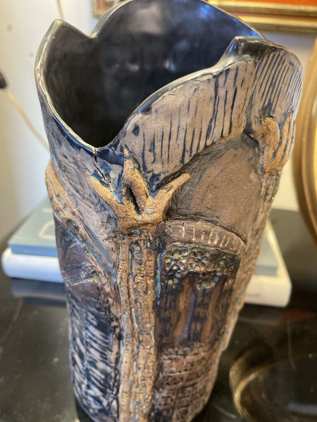 Abstract pottery vase 10x4 as found