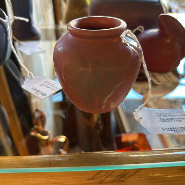 Van Briggle pottery moth face in Mulberry 3 inch