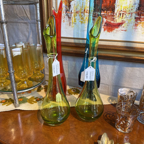 Green swung vase approx 15inch L E Smith smoothie?
