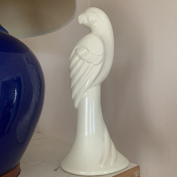 Large Haeger White Pottery Vintage Parrot /Bird - 16 inches Talll