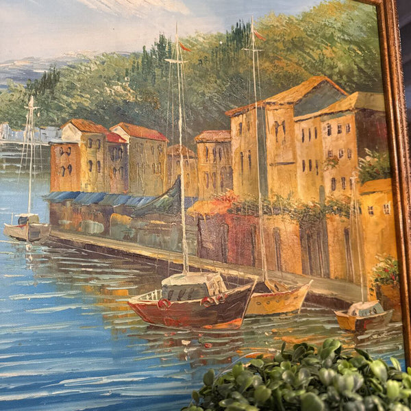 Italian Harbor Oil Painting 24x28