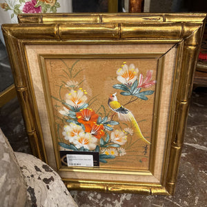 Gold Bamboo Framed Yellow Bird 12x14