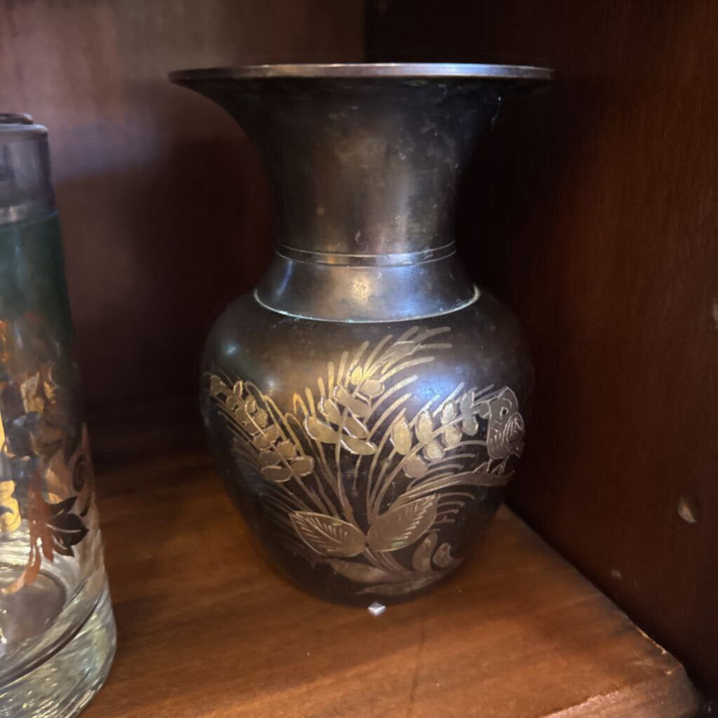 Brass Etched Vase