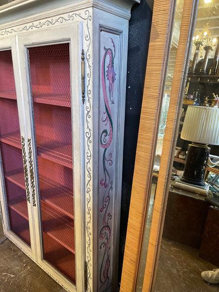 Folk art dragon painted cabinet 62T 40W 12D