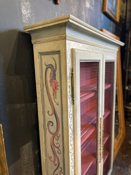 Folk art dragon painted cabinet 62T 40W 12D