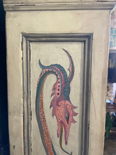 Folk art dragon painted cabinet 62T 40W 12D