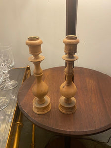 Olive wood holy land candlesticks -a pair