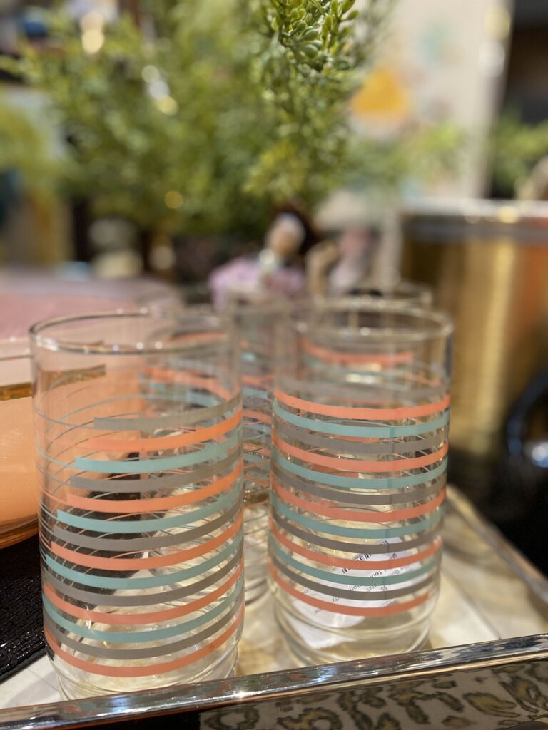 Set of four cotton candy stripe glasses