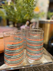 Set of four cotton candy stripe glasses