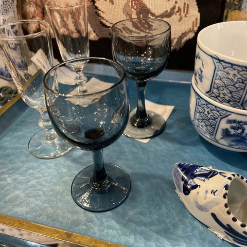 Pair of Smoked Gray Blue Cordials