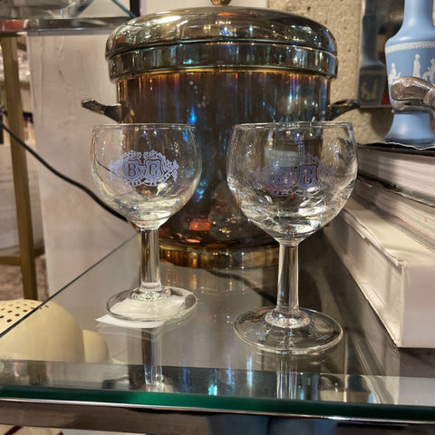 Pair of Barton and Guestier Cordial Glasses