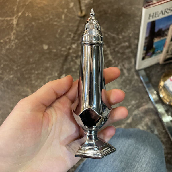 Tall Silver Salt and Pepper Shaker SET